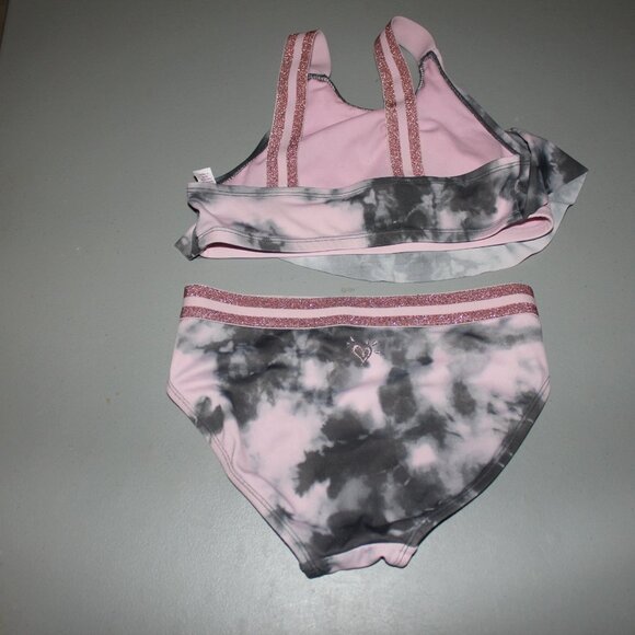 Pink & Grey 2 Pcs Justice Bikini Swimsuit Size 10 - Picture 5 of 11